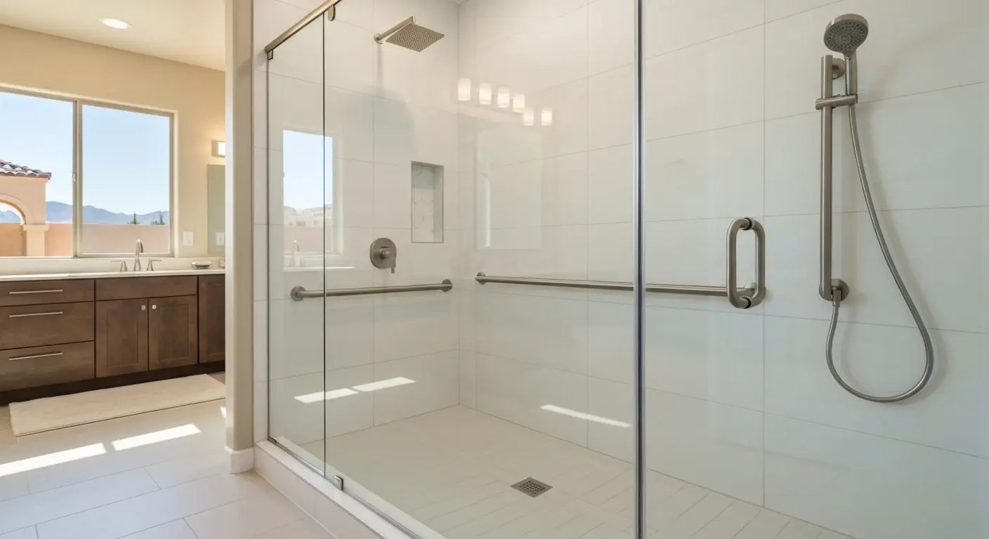 Bathroom renovation with accessible shower installation