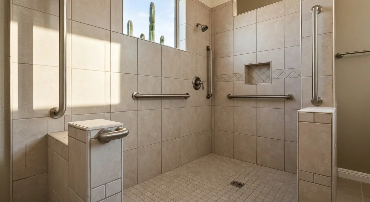 Accessible shower with grab bars