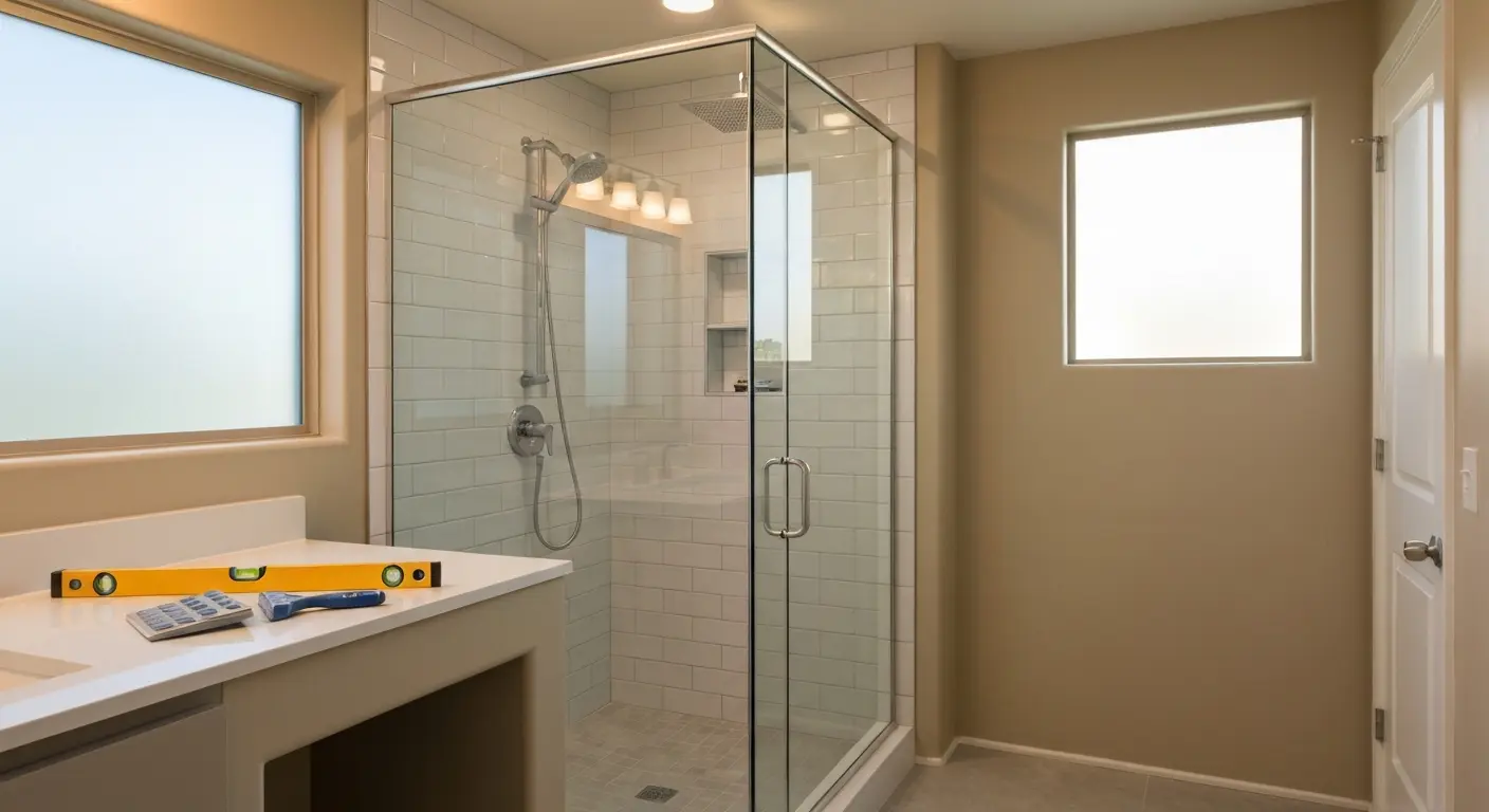 Tub-to-shower conversion bathroom