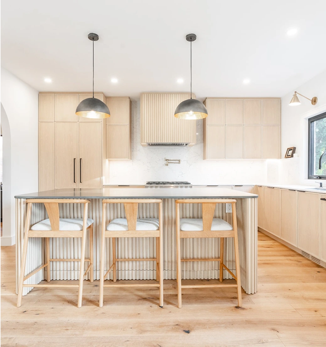 Light wood and grey minimalist kitchen