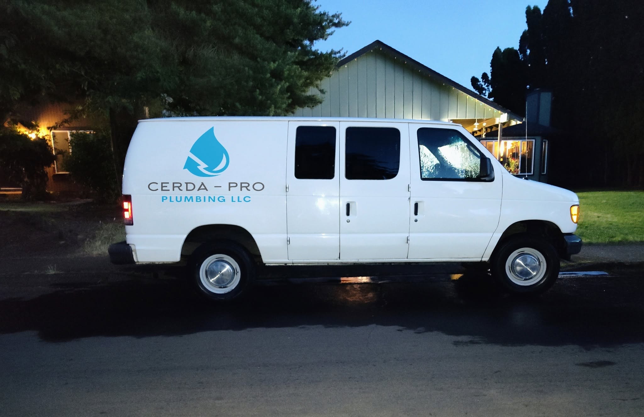 Cerda-Pro Plumbing service van in Springfield, Oregon