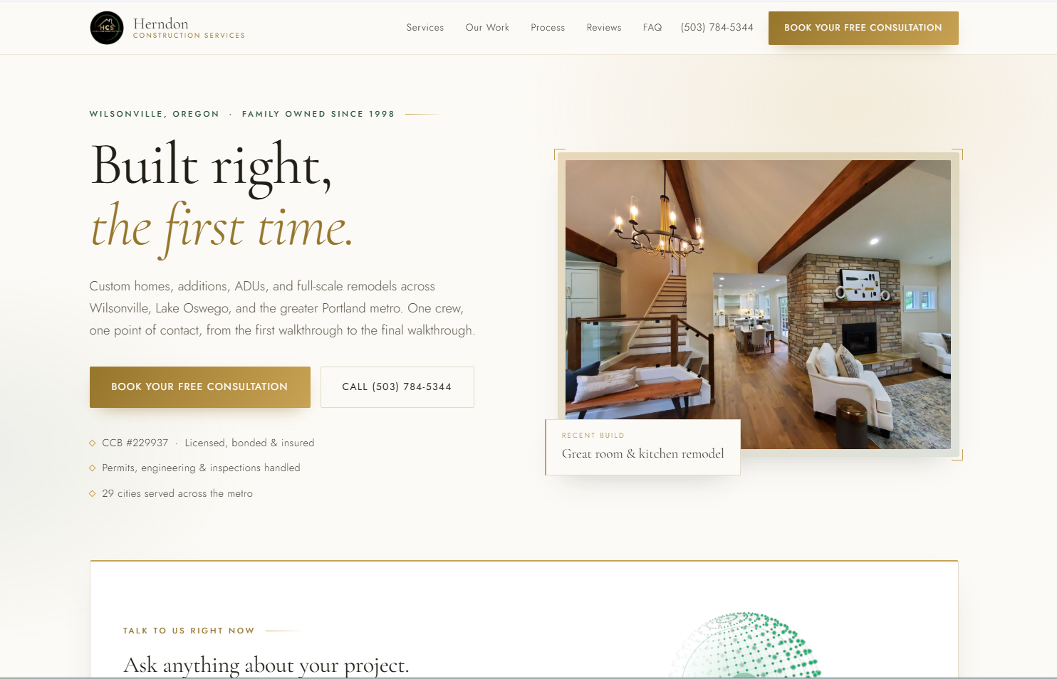 Herndon Construction website