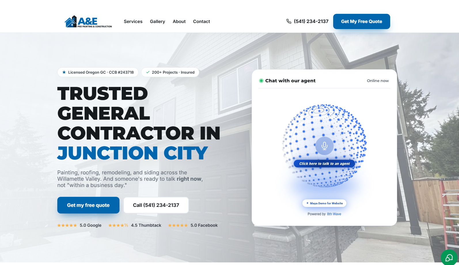 A&E Pro Painting and Construction website
