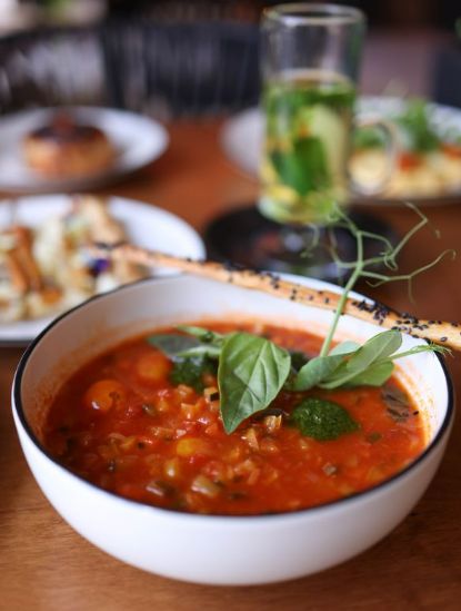 Gazpacho soup with fresh basil Gazpacho soup with fresh basil