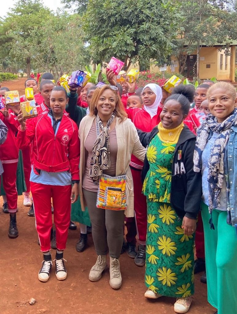 Sofia Calvin with students in Tanzania