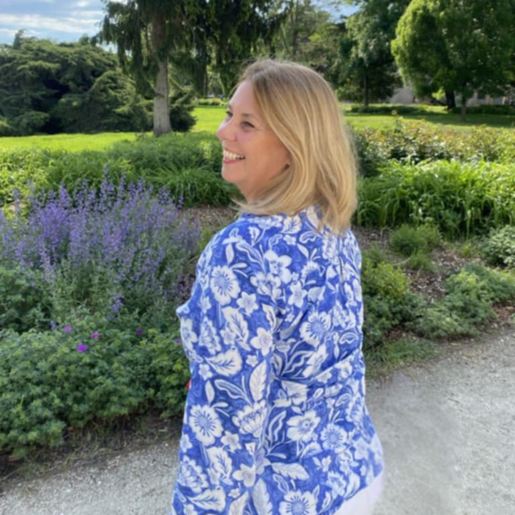 Judit Nagy in a garden