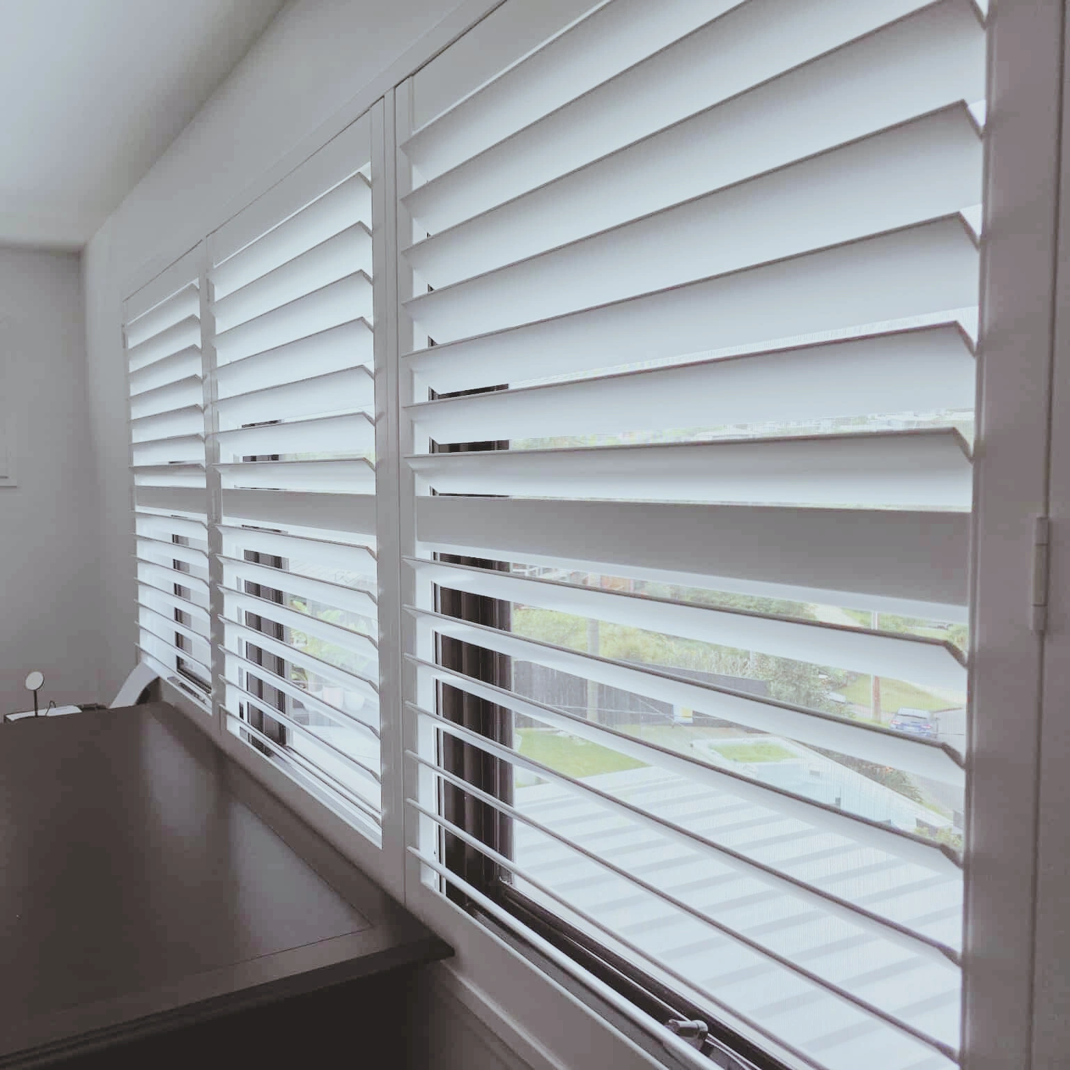 White plantation shutters bedroom Lake Macquarie