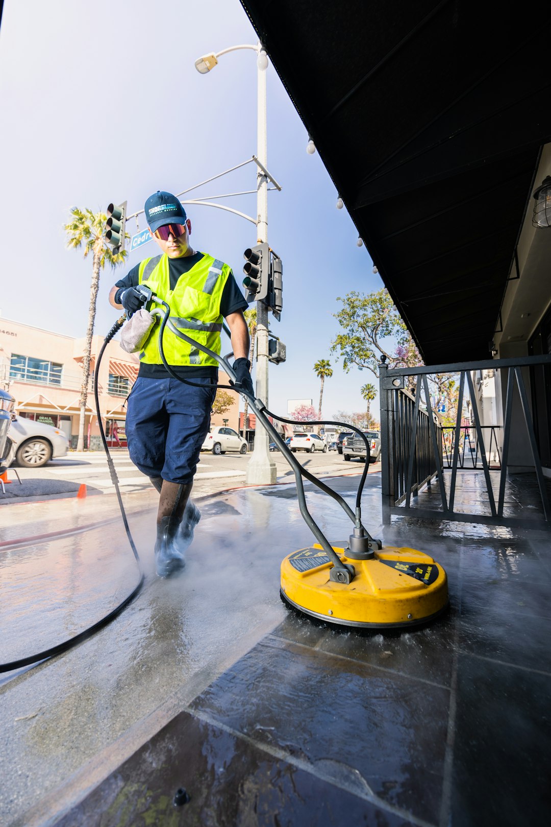 Jet washing and external cleaning in progress