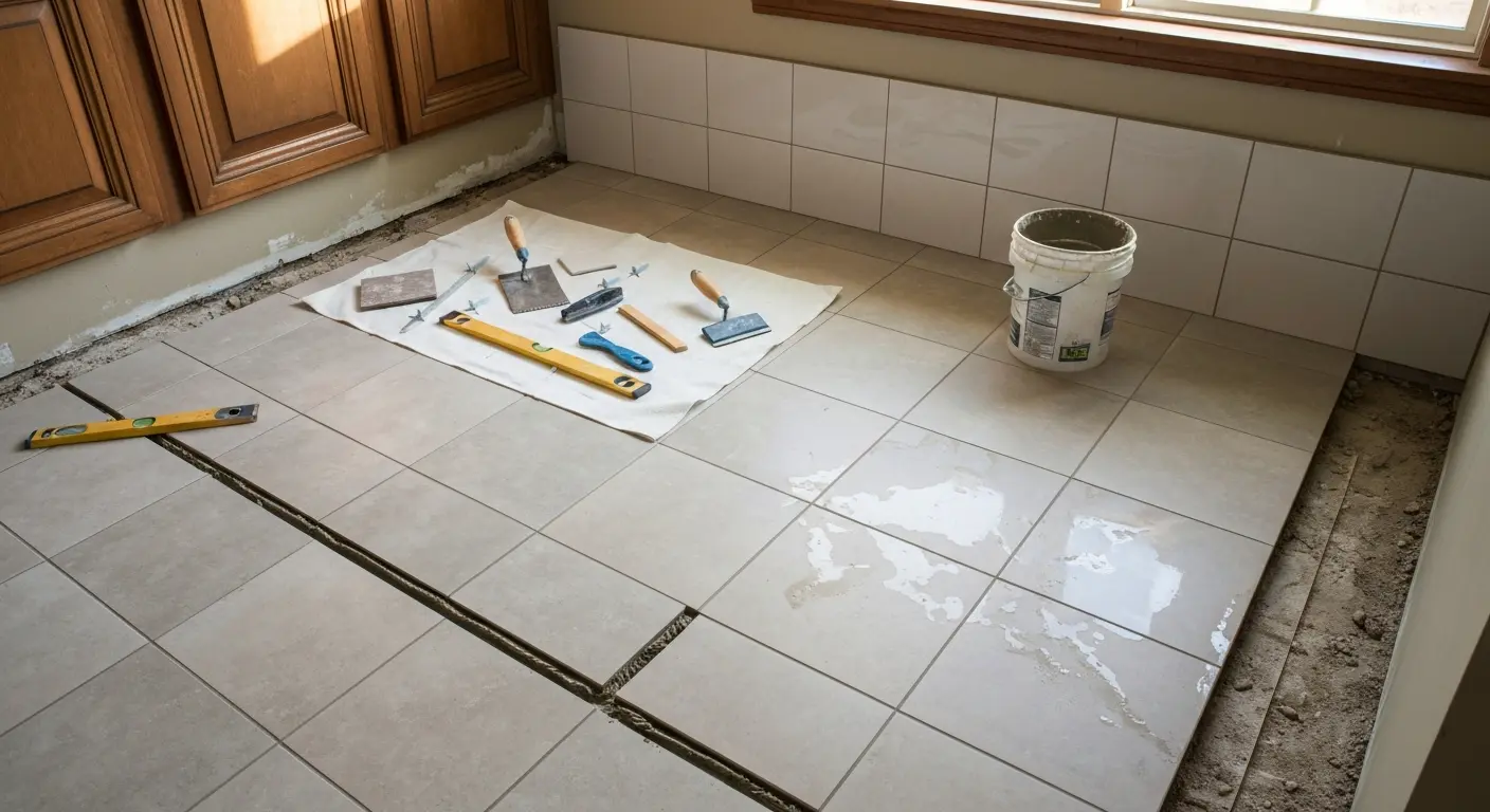 Bathroom tile installation