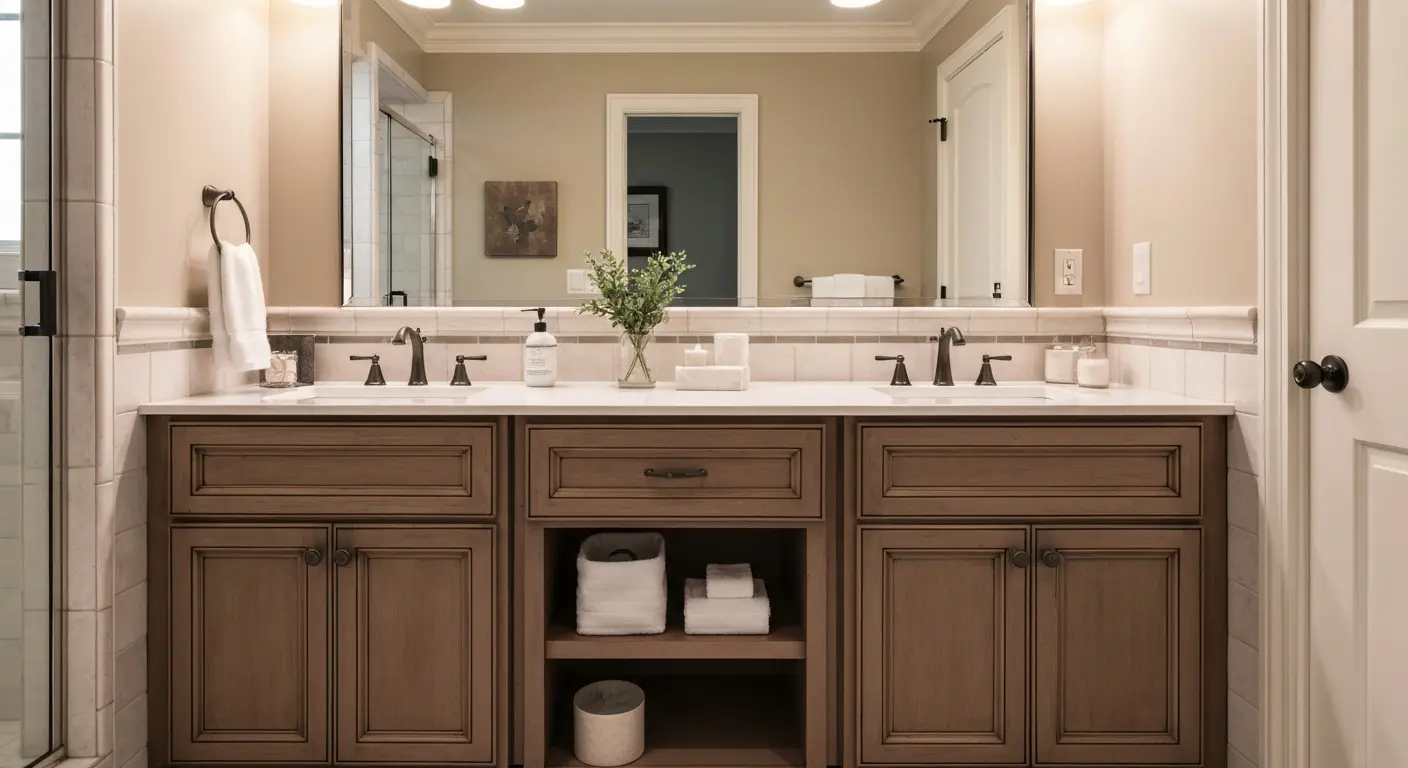 Master bathroom vanity installation