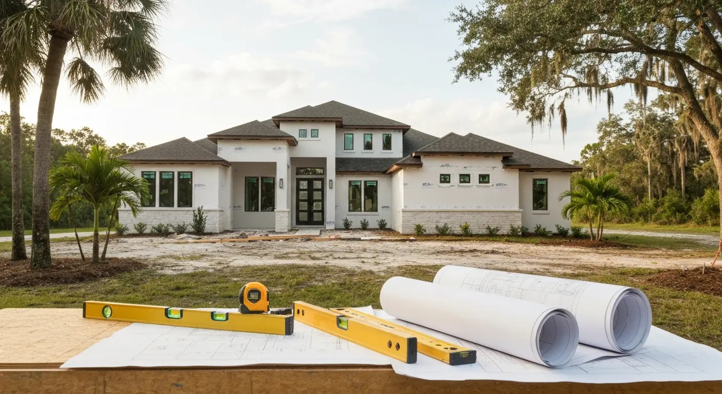 Custom home under construction in Lutz