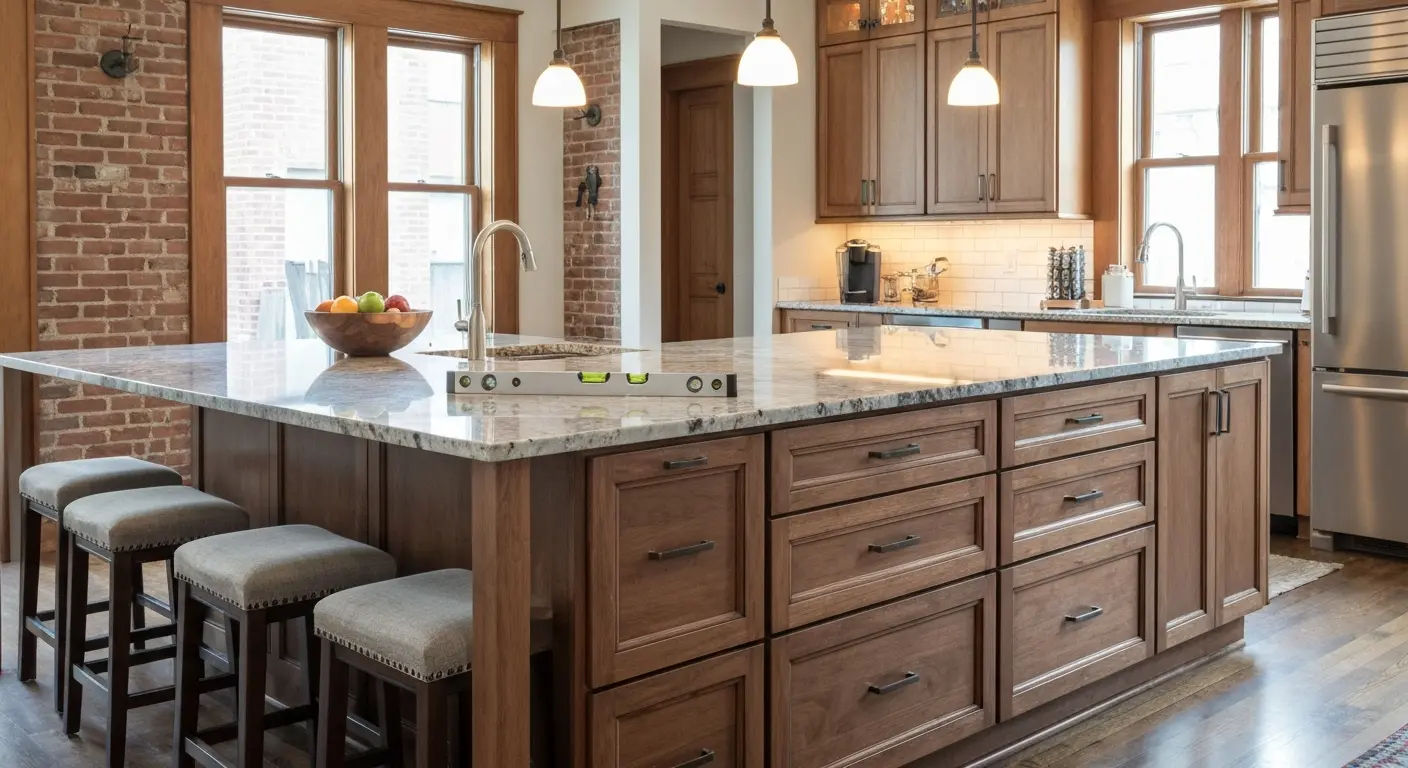 Kitchen island with seating and built-in storage