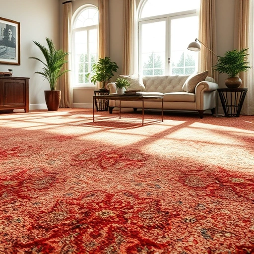 Completed carpet installation in a Georgetown TX living room with vibrant colors, textures, and elegant furnishings.
