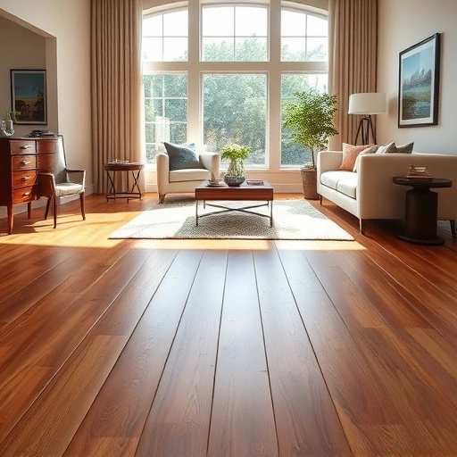 Beautiful hardwood flooring installation in Cedar Park featuring rich tones, elegant furniture, and natural light.