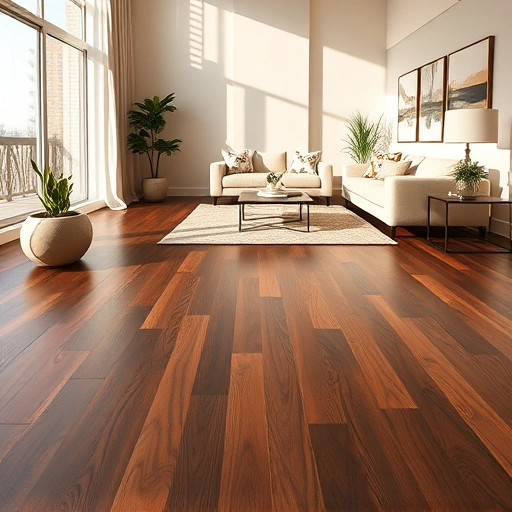 Spacious Cedar Park living room with dark hardwood floors, minimalist furniture, and warm decor elements.