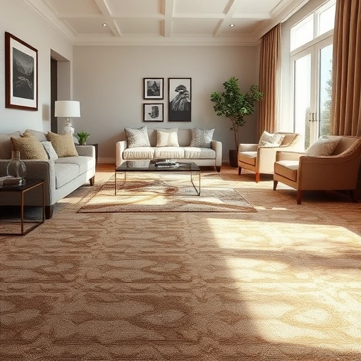 Luxurious plush carpet installation in a well-lit room in Leander TX, enhanced by elegant decor and natural light.