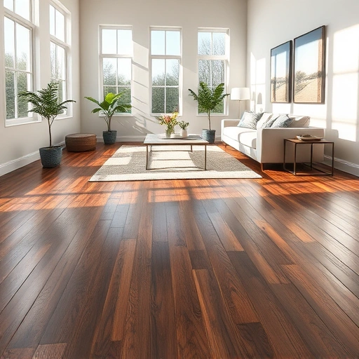 Modern living space in Hornsby Bend, TX with dark hardwood flooring, stylish furniture, and natural light ambiance.