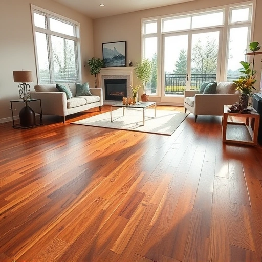 Elegant hardwood flooring installation in Pflugerville with stylish furniture and natural light enhancing the space.