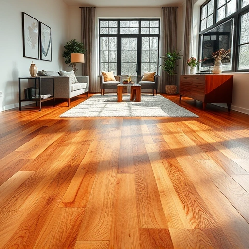 Beautiful hardwood flooring installation in Georgetown TX with rich tones, glossy finish, and modern decor.