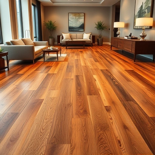 Completed wooden flooring installation in Austin TX showcasing rich tones and detailed craftsmanship in a modern interior.
