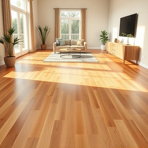 Completed hardwood flooring installation in a bright Hutto TX living area with polished planks and stylish decor.