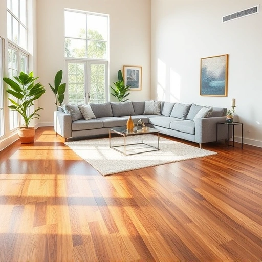Elegant living room in Lakeway TX with polished hardwood flooring, stylish furniture, and natural light.