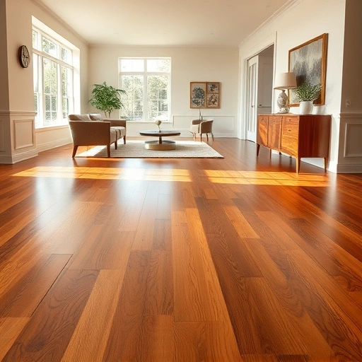 Completed hardwood flooring installation in Buda TX features polished wood, elegant furnishings, and soft natural light.