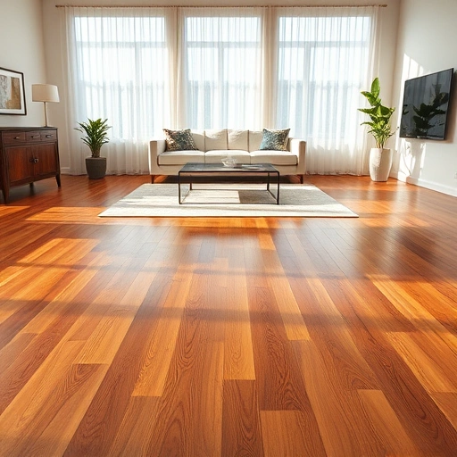 Completed hardwood flooring installation in a modern Georgetown living room showcasing rich tones and elegant design.