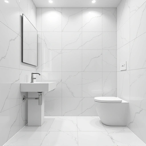 Completed grout repair in modern bathroom with glossy white tiles and bright white grout lines enhancing elegance.