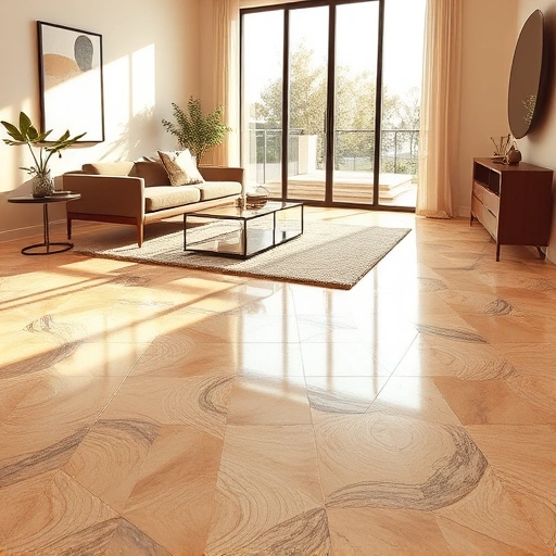 Ceramic tile flooring in Round Rock features earthy tones and intricate patterns in a modern room with natural light.