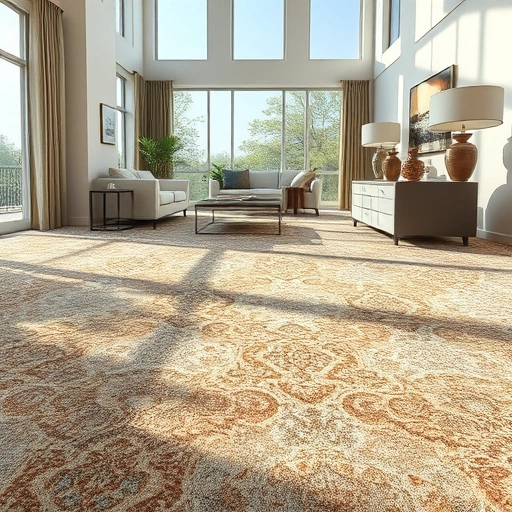 Completed carpet installation in Coupland TX featuring intricate patterns and textures in a stylish, well-lit room.