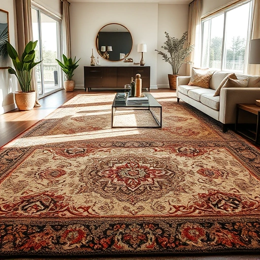 Completed carpet installation in Liberty Hill featuring intricate patterns, rich colors, and elegant modern decor.
