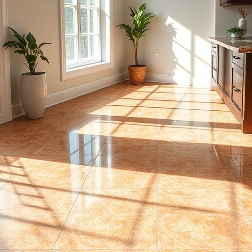 Perfectly sealed tile floor in Round Rock with gleaming patterns, elegant baseboards, and contemporary decor.