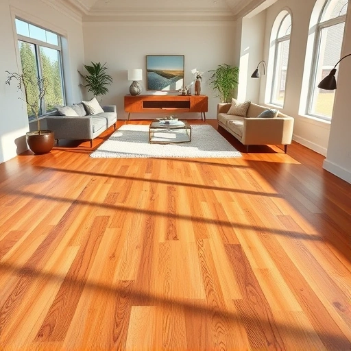 Stunning hardwood flooring installation in The Hills TX, showcasing rich tones and elegant decor in a bright interior.