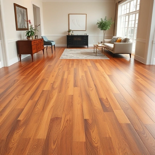 Completed hardwood flooring installation in Anderson Mill TX with warm tones, elegant baseboards, and minimal decor.