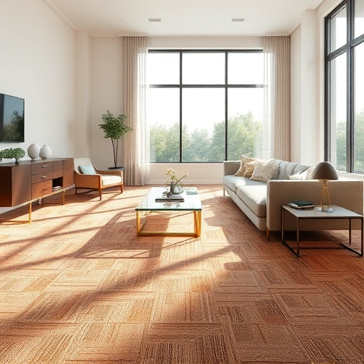 Completed carpet installation in Anderson Mill TX showcases rich textures and colors with elegant minimalist decor.