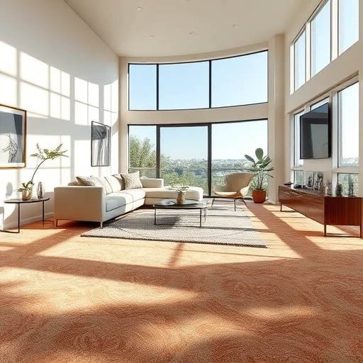 Luxurious plush carpet installation in a modern living room with warm colors and stylish furnishings in Leander TX.