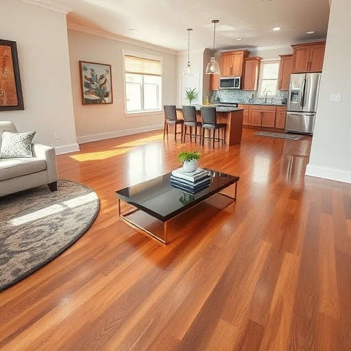 Spacious living room in Windemere TX with polished hardwood floors, modern furnishings, and natural light accents.