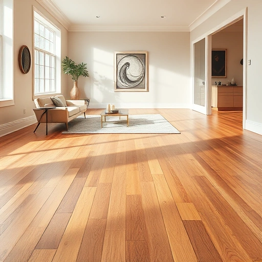 Completed hardwood flooring installation in a spacious Austin room with warm tones and soft natural light.