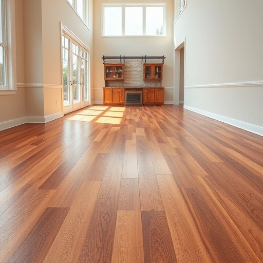 Spacious room with polished hardwood floor in warm oak tones, natural light highlighting intricate grain patterns.
