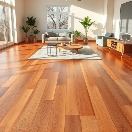 Stunning hardwood flooring installation in Lago Vista TX with warm tones, intricate grain, and minimalistic decor.
