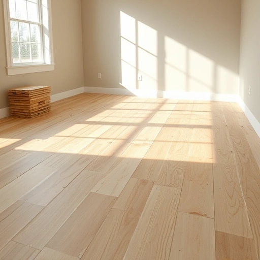 Completed subfloor repair in Round Rock with smooth plywood surface, clean room, and neatly arranged tools.