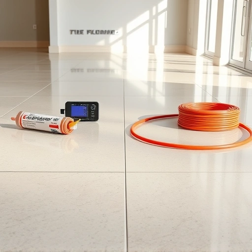 Radiant floor heating repair completed in Round Rock with modern tiles and professional tools in a serene room.