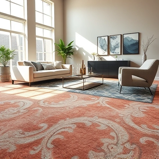 Luxurious plush carpet installation in a spacious living room with modern furniture and natural light in Anderson Mill TX