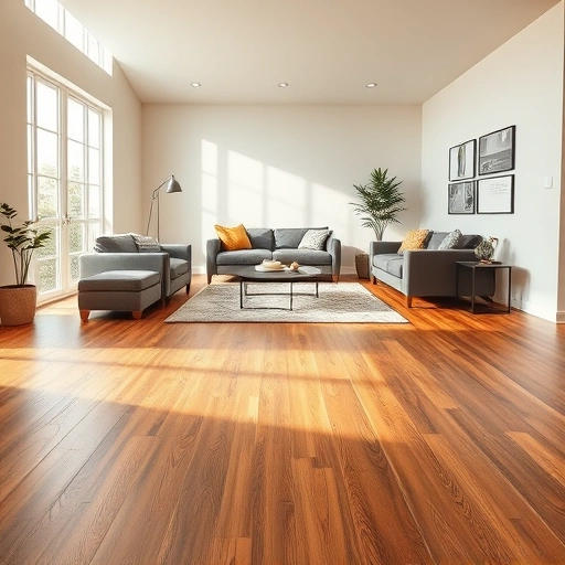 Spacious living room in Del Valle TX with elegant hardwood flooring, natural light, and stylish furniture decor.