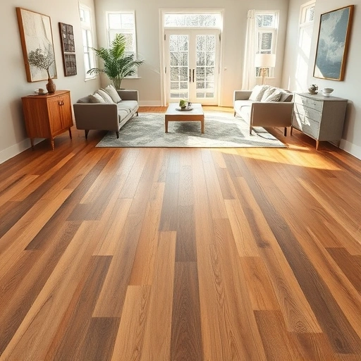 Completed flooring installation in Thrall TX featuring natural wood, warm tones, and minimalistic decor in a bright room.