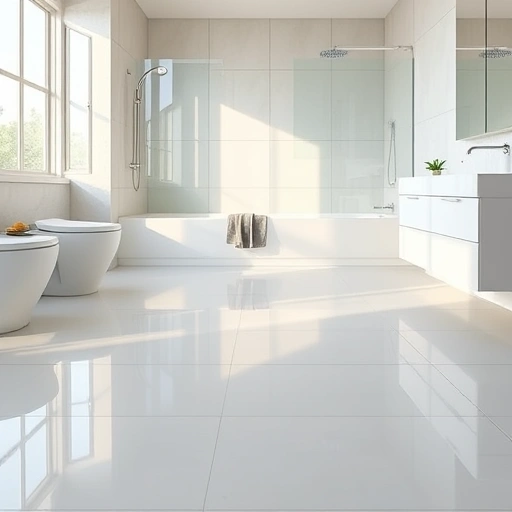 Modern bathroom floor waterproofing in Round Rock with sleek tiles, elegant fixtures, and a calm, luxurious atmosphere.