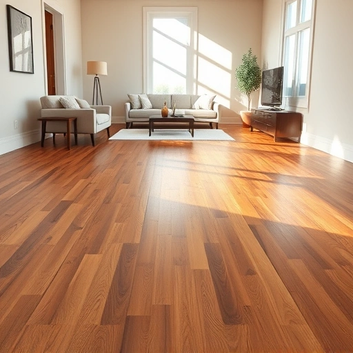 Polished hardwood flooring in Leander TX with intricate grain patterns and modern minimalist decor.