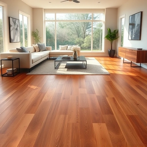 Perfectly installed wood flooring in a spacious Cedar Park room with modern decor and natural light enhancing warmth.