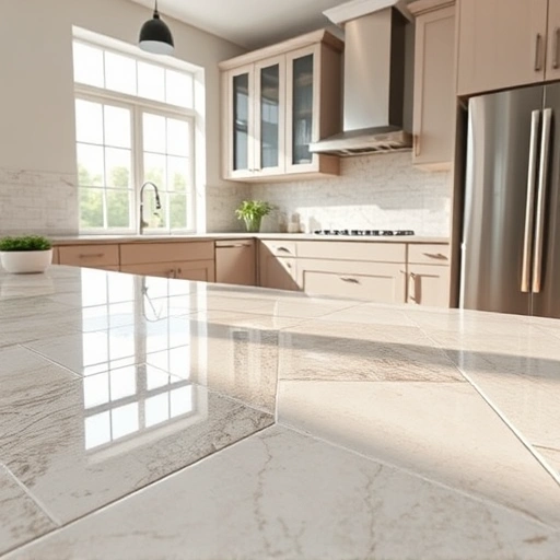 Completed tile sealing in a modern kitchen, showcasing glossy ceramic and natural stone tiles with intricate patterns.
